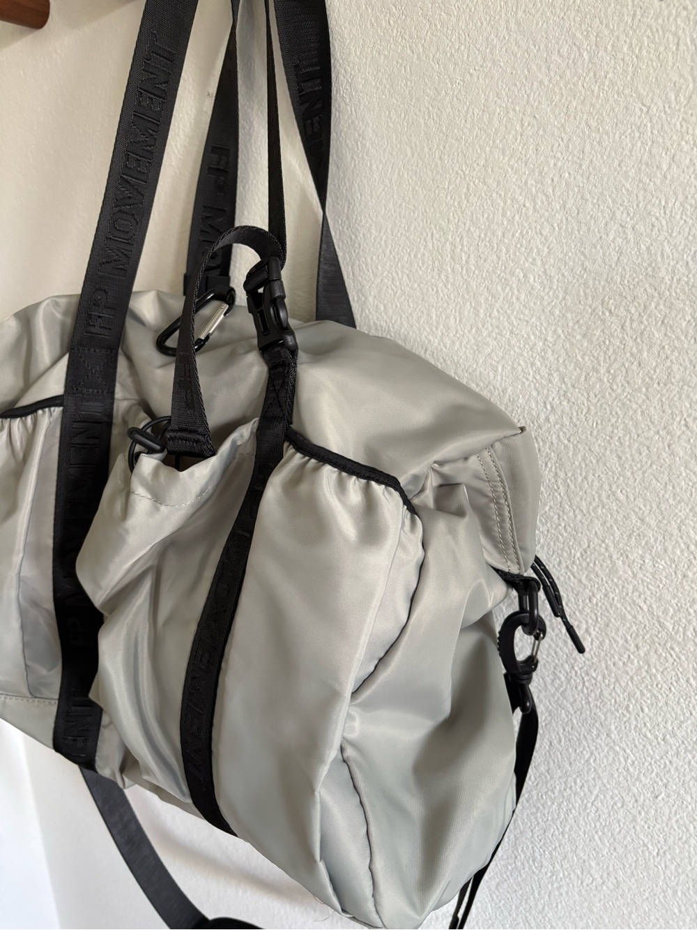 Free People Light Gray Travel Duffel with Black Straps
